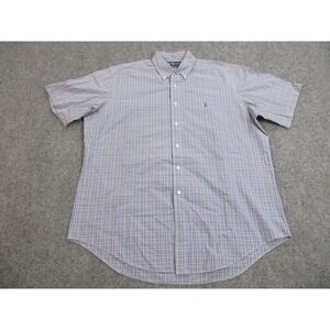 Vintage Ralph Lauren Shirt Mens Large Purple Green Plaid Classic Fit Button Down